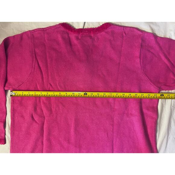 Vintage Quacker Factory Pink Snowman Beaded/Sequin Christmas V-Neck Sweater - 1X - Picture 9 of 16